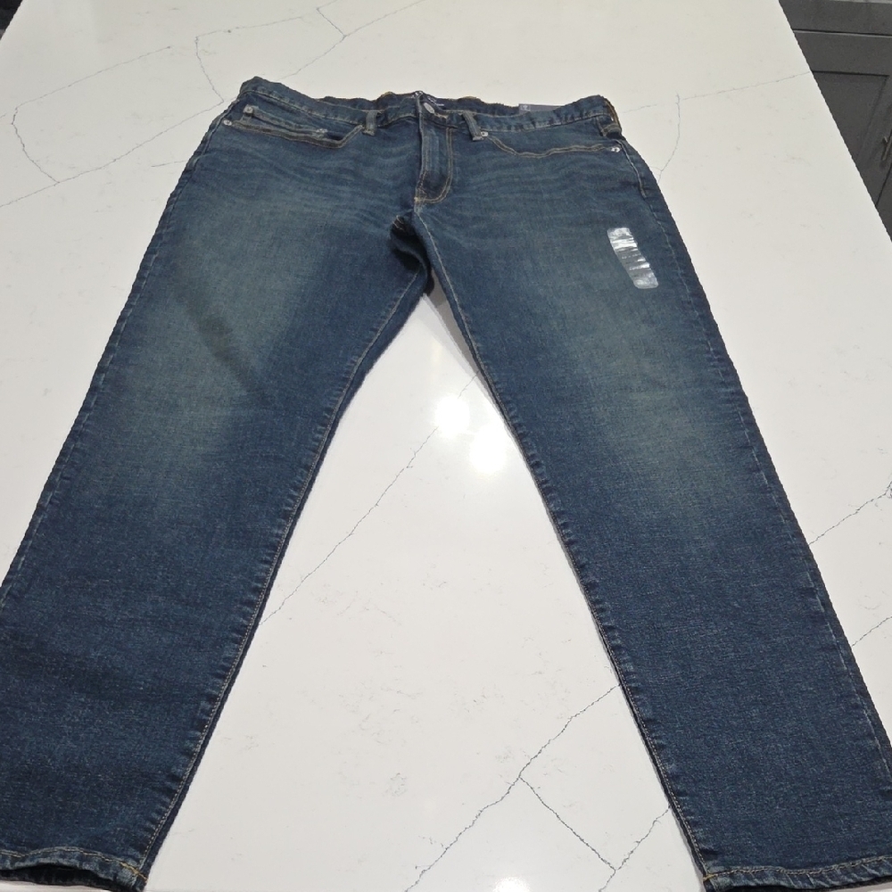 GAP Men's Classic Indigo Slim Taper Jeans Stretch  Mid Rise Slim Thigh New 36x32